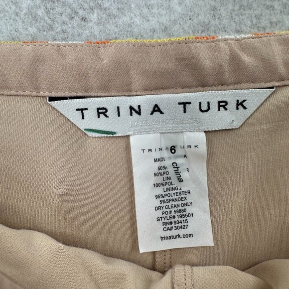 Trina Turk 70s Flare Woven Hippie Hipster Bell Bottom Pants Womens 6 Festival - Picture 9 of 13